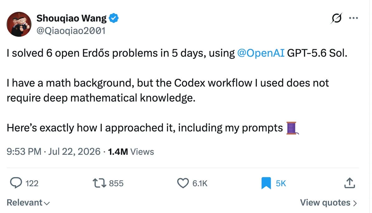 X post by Columbia PhD candidate announcing six Erdős problems solved in five days using structured AI prompts X post by Columbia PhD candidate announcing six Erdős problems solved in five days using structured AI prompts