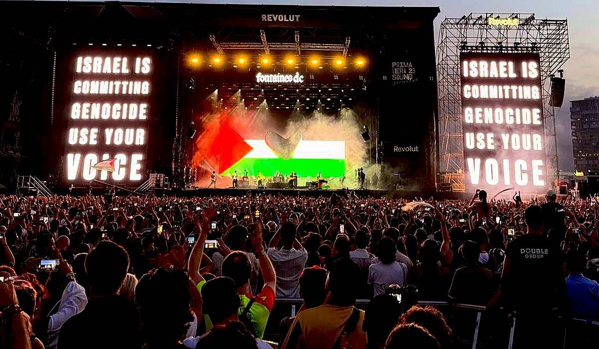 Fontaines D.C. display Free Palestine banner at Primavera Sound