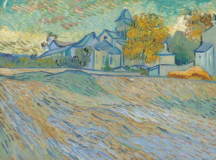 'Vue de l’asile et de la Chapelle Saint-Paul de Mausole (Saint-Rémy)' - Olieverf op doek: Vincent van Gogh 'Vue de l’asile et de la Chapelle Saint-Paul de Mausole (Saint-Rémy)' - Olieverf op doek: Vincent van Gogh