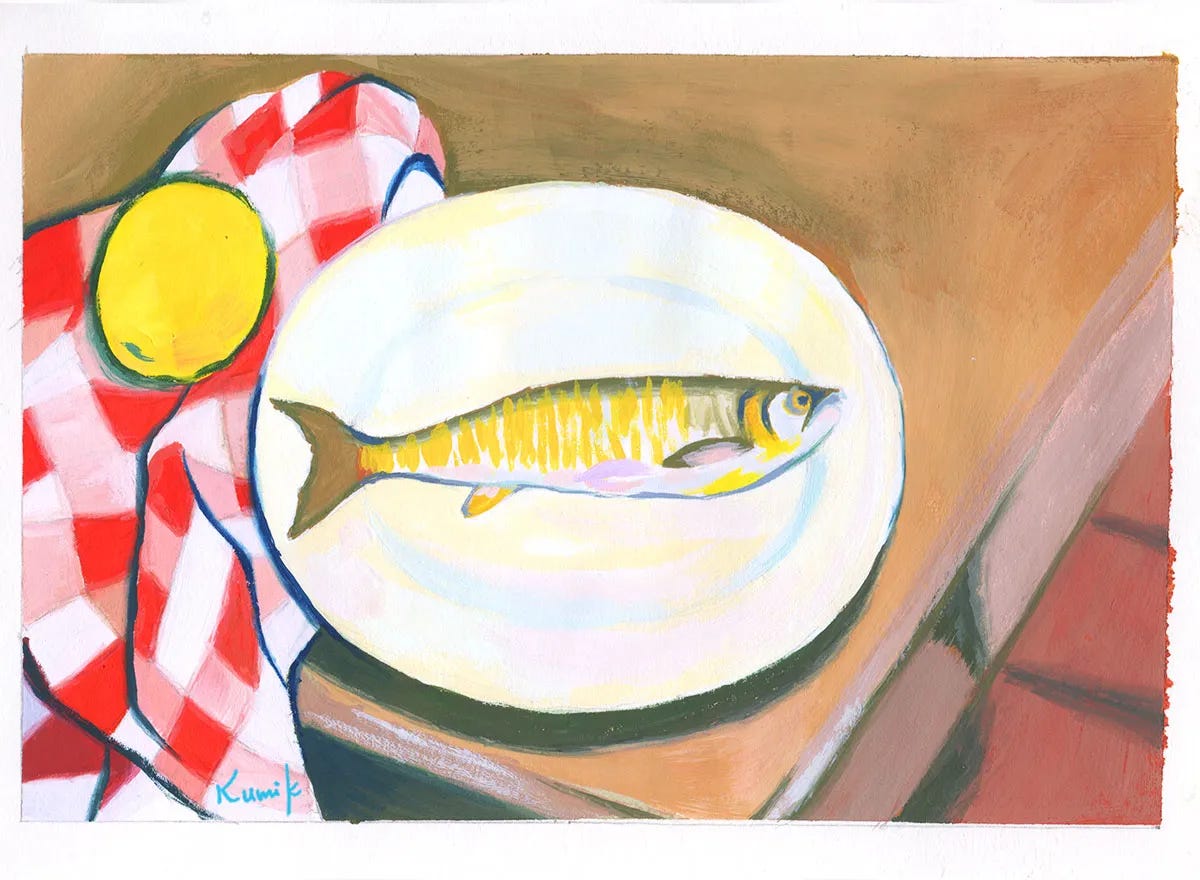 A story inspired by Suzanne Valadon's fish still-life painting