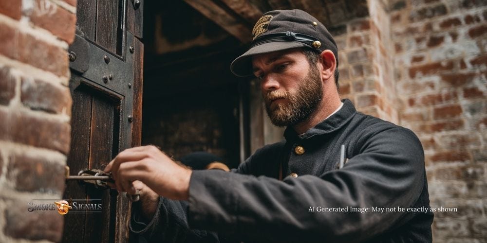 A federal agent securing a bourbon warehouse under the Bottled-in-Bond Act. A federal agent securing a bourbon warehouse under the Bottled-in-Bond Act.