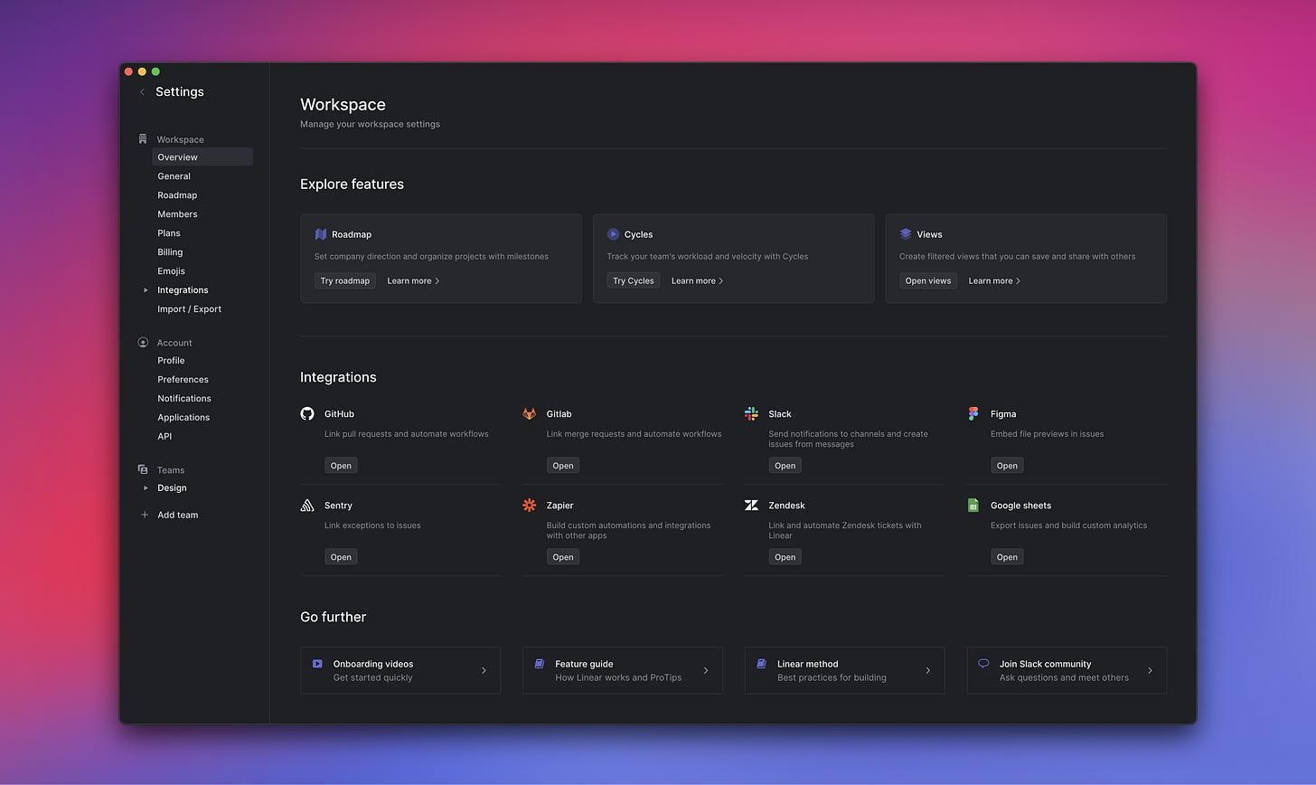 Screenshot from linear.app/blog