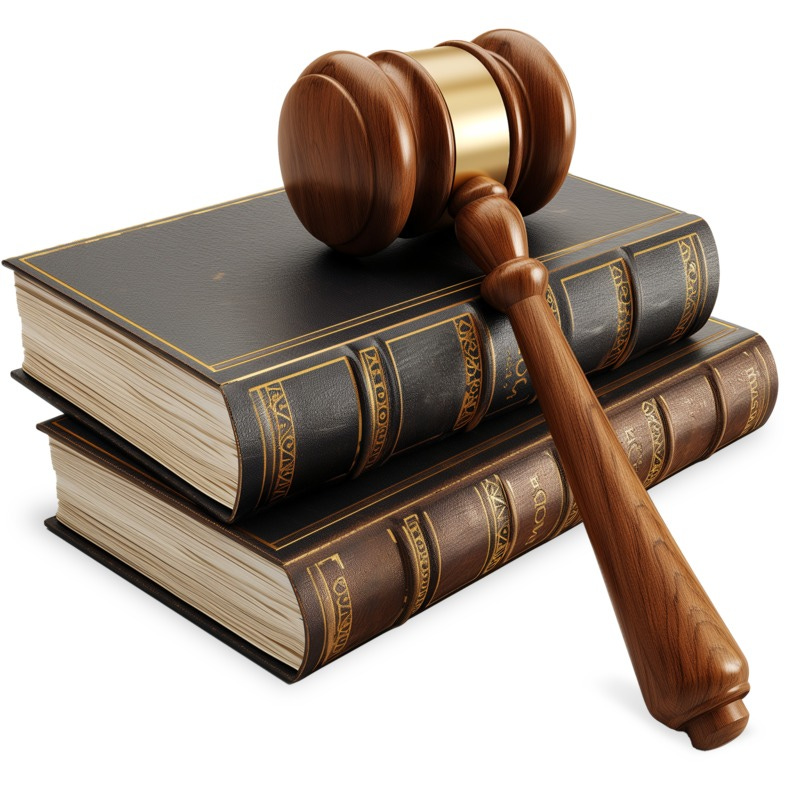 Legal Books and Gavel - Isolated Clipart on a Transparent Background