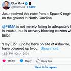 PURE EVIL: '...FEMA Is Actively Blocking Shipments and Seizing Goods and Services Locally and Locking Them Away to State They Are Their Own.' - Musk