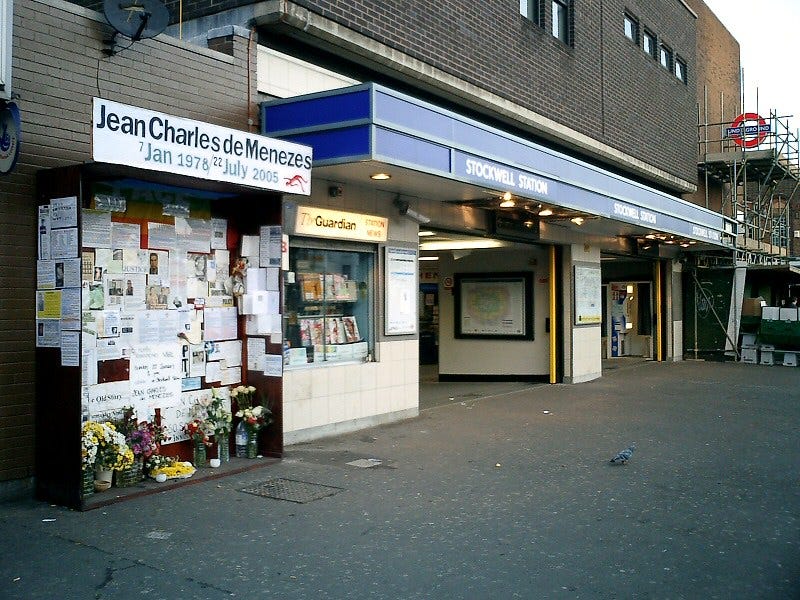 Memorial to de Menezes outside Stockwell tube