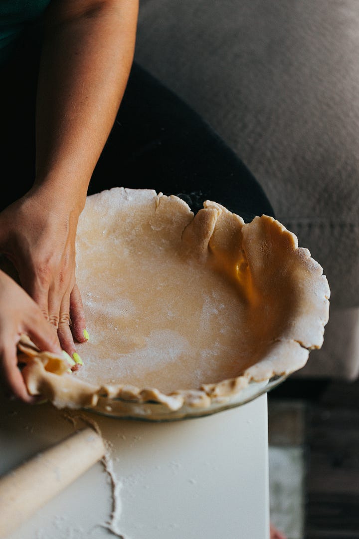 Making Pie Crust. Farm Fresh Eggs. Photos by Nathan Dumalo and Kelly Neil via Unsplash.