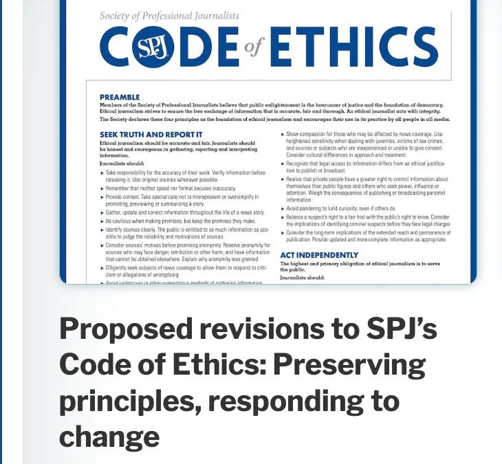 Suggested updates to the Society of Professional Journalists' Code of Ethics are here