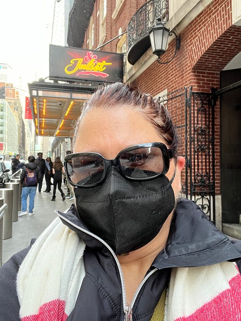 Images of the theatre and stage of & Juliet on Broadway