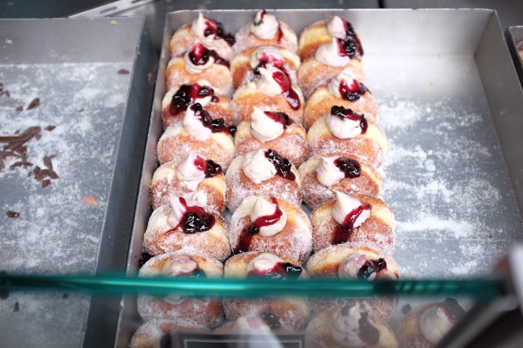 Cheesecake and cherry doughnuts from Bread Ahead, Borough Market