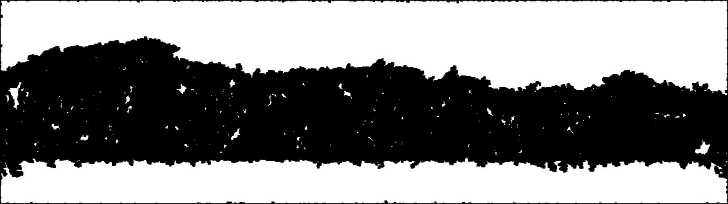 Black and white image with white covering the area outside the sample. There are a few white selections within the electrode, but they are now mostly unconnected islands
