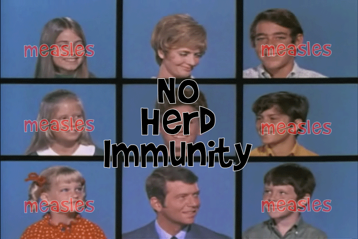 All six kids got sick and two pediatricians had to make house calls to the Brady house when they got measles!