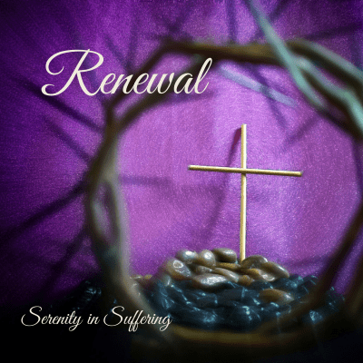 crown of thorns, tiny cross and stones on a purple cloth, seeking rhythms of renewal