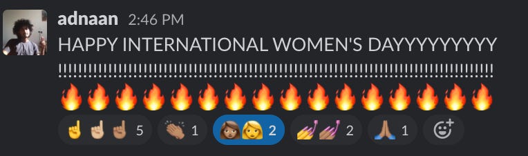 A post from Adnaan reading Happy International Women's Day