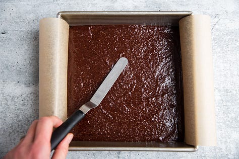 Process shots showing how to make grain free brownies.