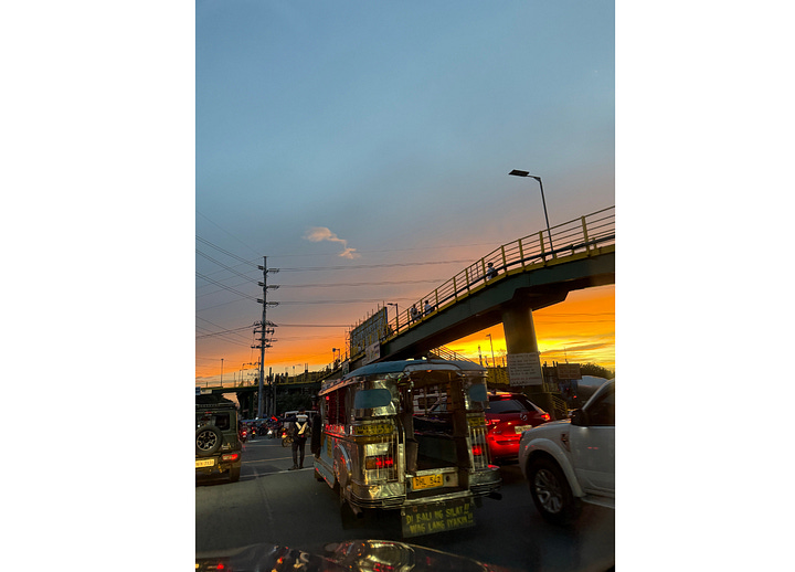 Nighttime building, daytime aerial view, chef, food. cats. sunset jeepney, Ayala Triangle Park