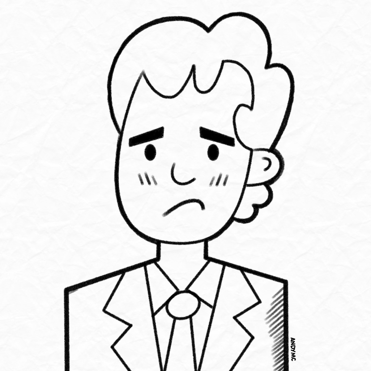 a digital pencil illustration of the character Phil Connors from the movie Groundhog day.