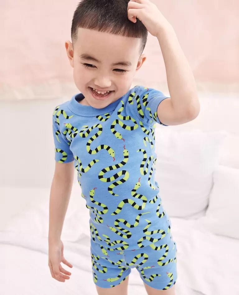 Short John Pajama Set in Garden Snakes - main