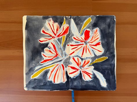 Mixed media art, floral art, sketchbook art