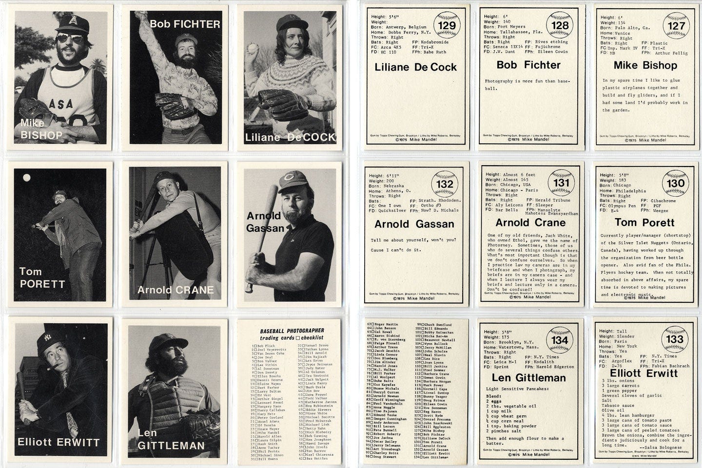 Image 15 of 16 for Mike Mandel: Untitled (Baseball-Photographer Trading Cards), Complete Set of 135 Cards (As New) [SIGNED by Mike Mandel ("2009") and Imogen Cunningham ("1975")]