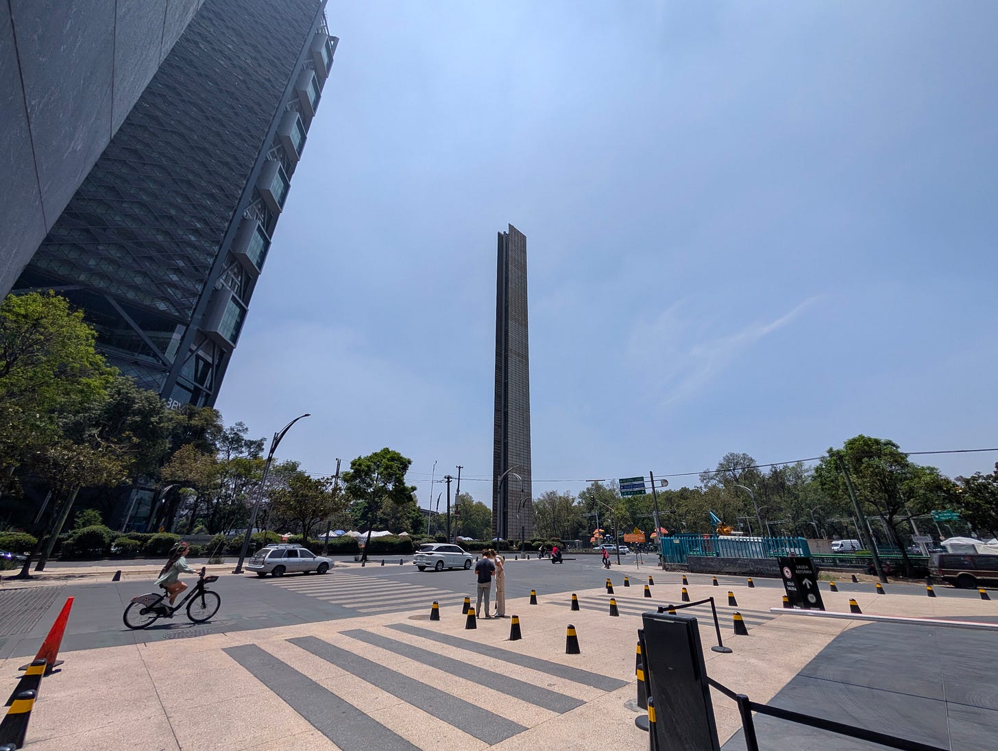 Estela de Luz monument tower at the entrance of Chapultepec Park in Mexico City