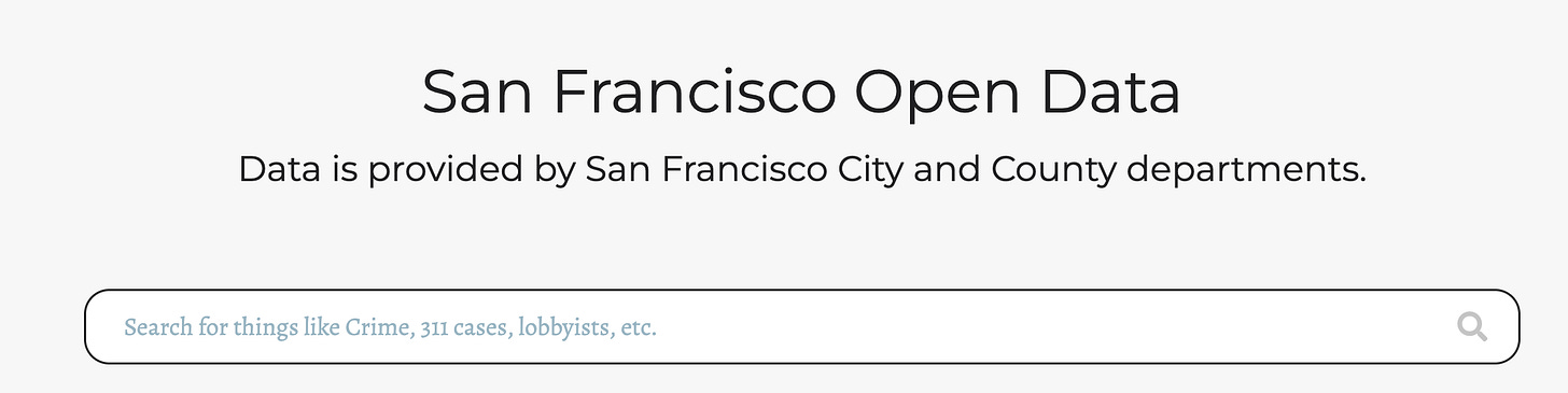 Picture of San Francisco's Open Data Portal