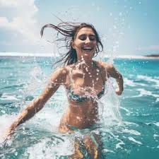 Free Joyful Ocean Swim Image - Woman ...