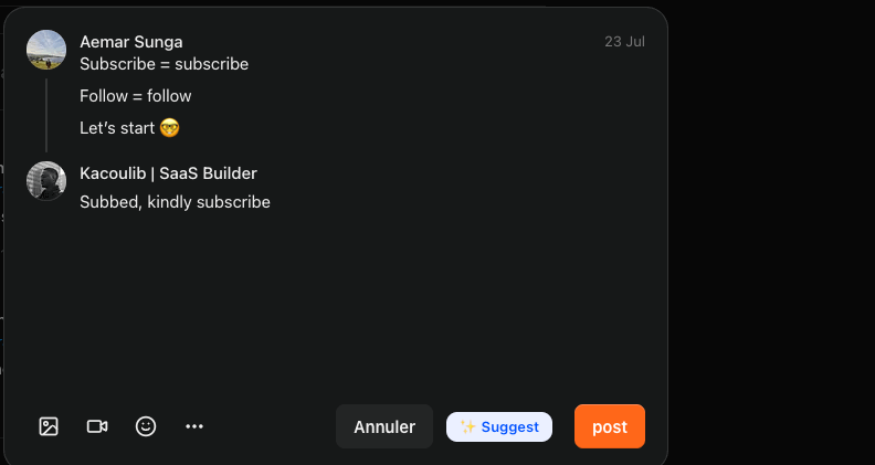 I tried to combine reciprocal subscriptions with real interactions instead of subscribing silently.