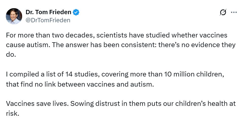 Tom Frieden&rsquo;s 14 Studies Do Not Prove That Vaccines Do Not Cause Autism