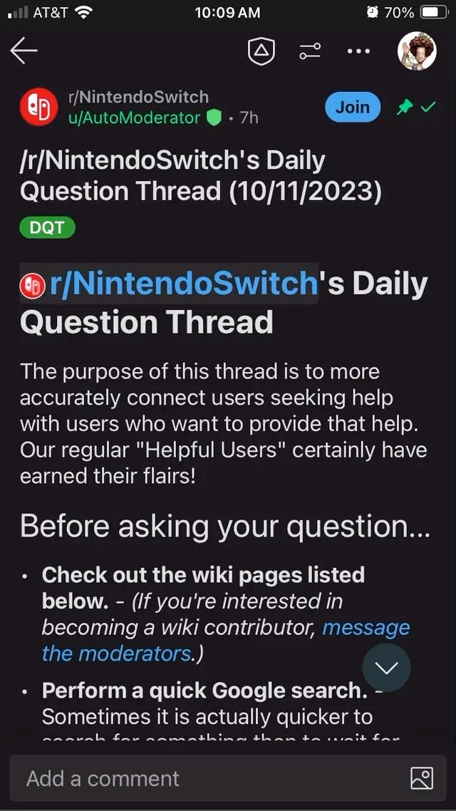 A random Reddit post that shows that, despite having activated a smaller system font size, the user's font size on Reddit has not changed accordingly.