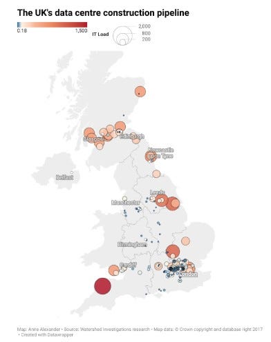 Where data centres are now and where they are planned