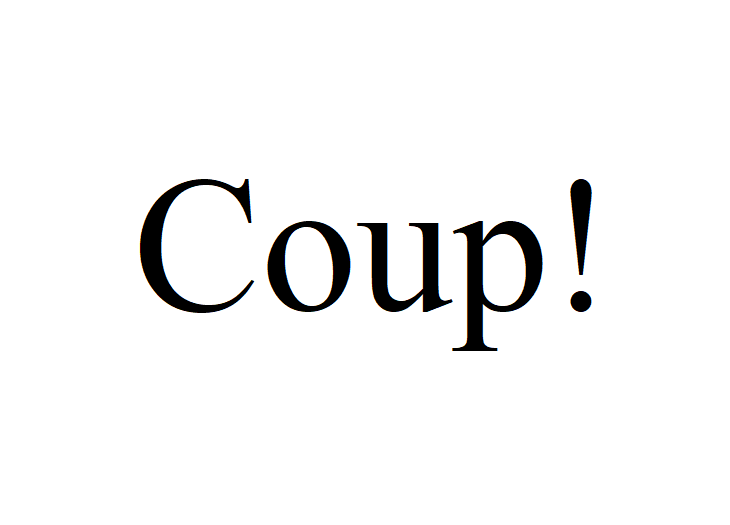 the word 'Coup!' the word 'Coup!'