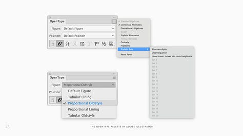 Advanced font settings in different apps.