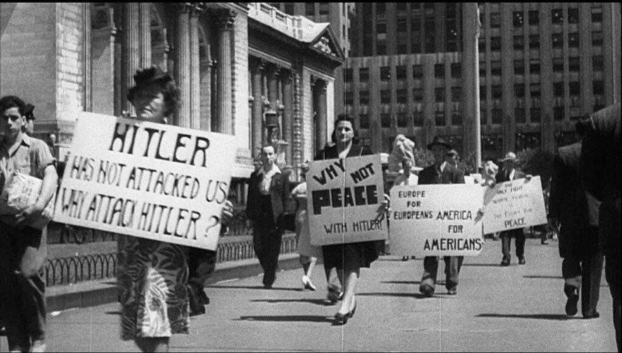 Hitler has not attacked us. Why attack Hitler?" NYC protest, July 7, 1941.  : r/HistoricalCapsule