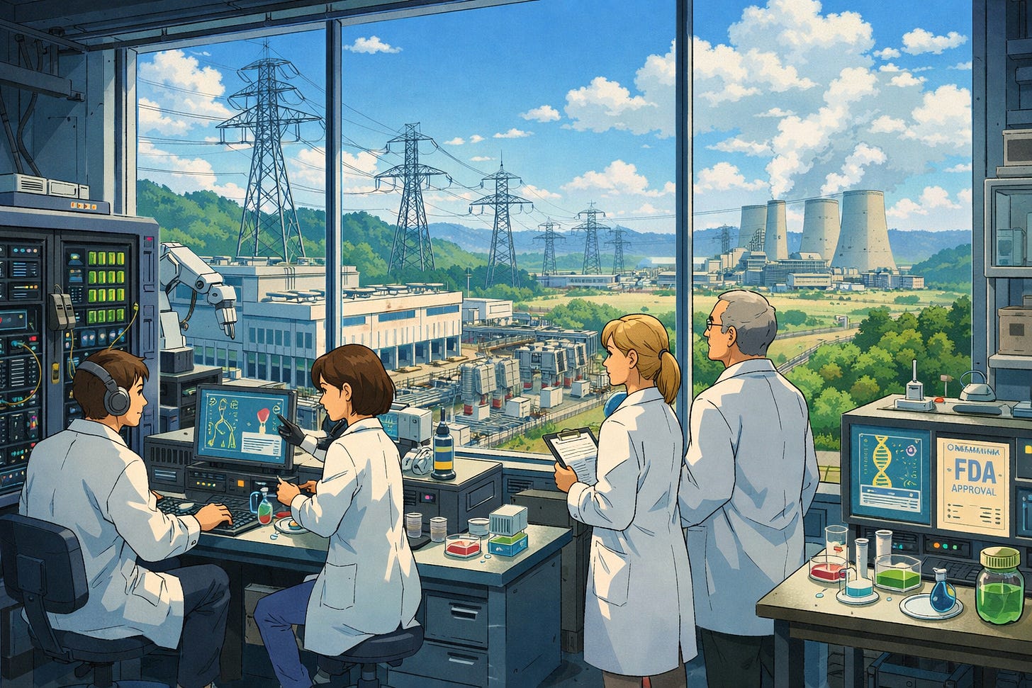 Ghibli lab overlooking power infrastructure