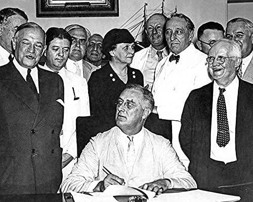 President Franklin Roosevelt Signs Social Security Act 8x10 Photograph Photo Print