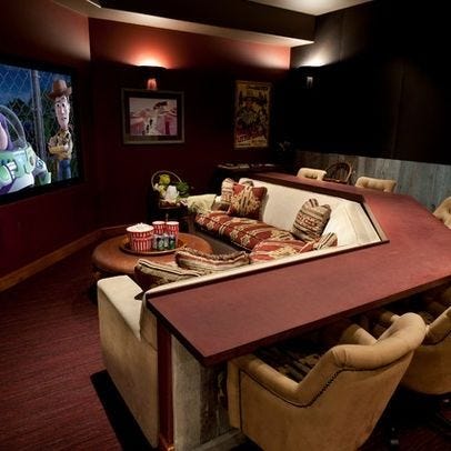 bar behind couch like in the movie taverns. | Home theater rooms, Media room design, Home ...