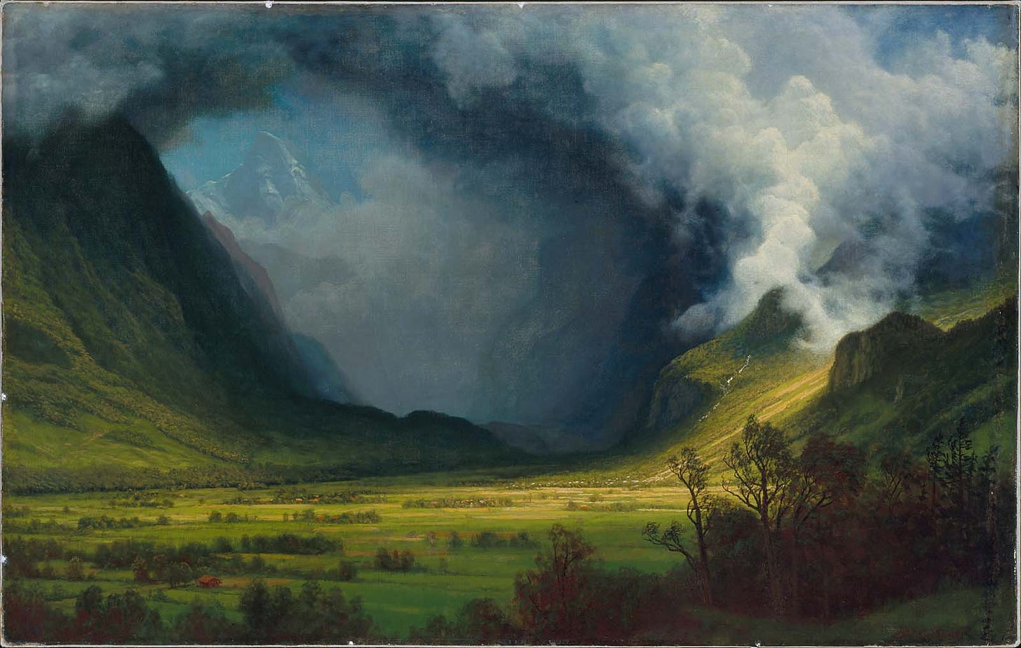 Imagen de un cuadro de Albert Bierstadt. Storm in the mountains. 1870
