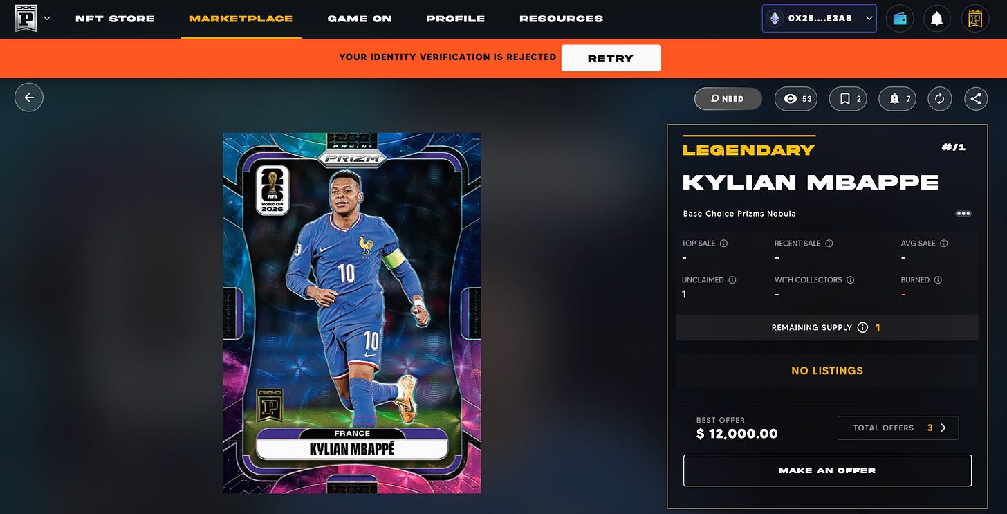 姆巴佩(Kylian Mbappé)最稀缺的 Nebula。 姆巴佩(Kylian Mbappé)最稀缺的 Nebula。
