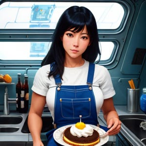 Female Sci-fi Eating Boston Cream Pie Female Sci-fi Eating Boston Cream Pie