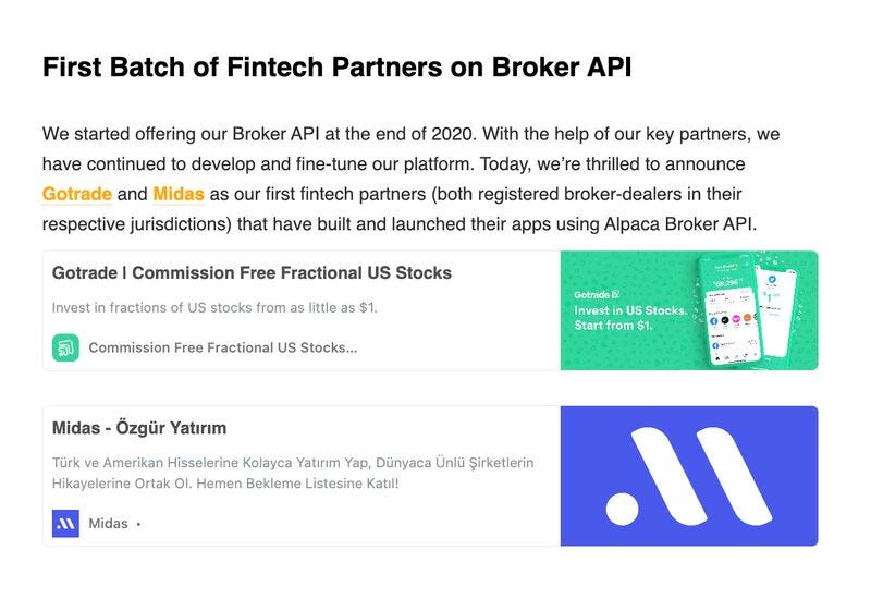 We launched an API. Builders turned it into real businesses. When we  launched Alpaca's first API product in late 2018, just before Y Combinator,  two things stood out. First, the response from… |