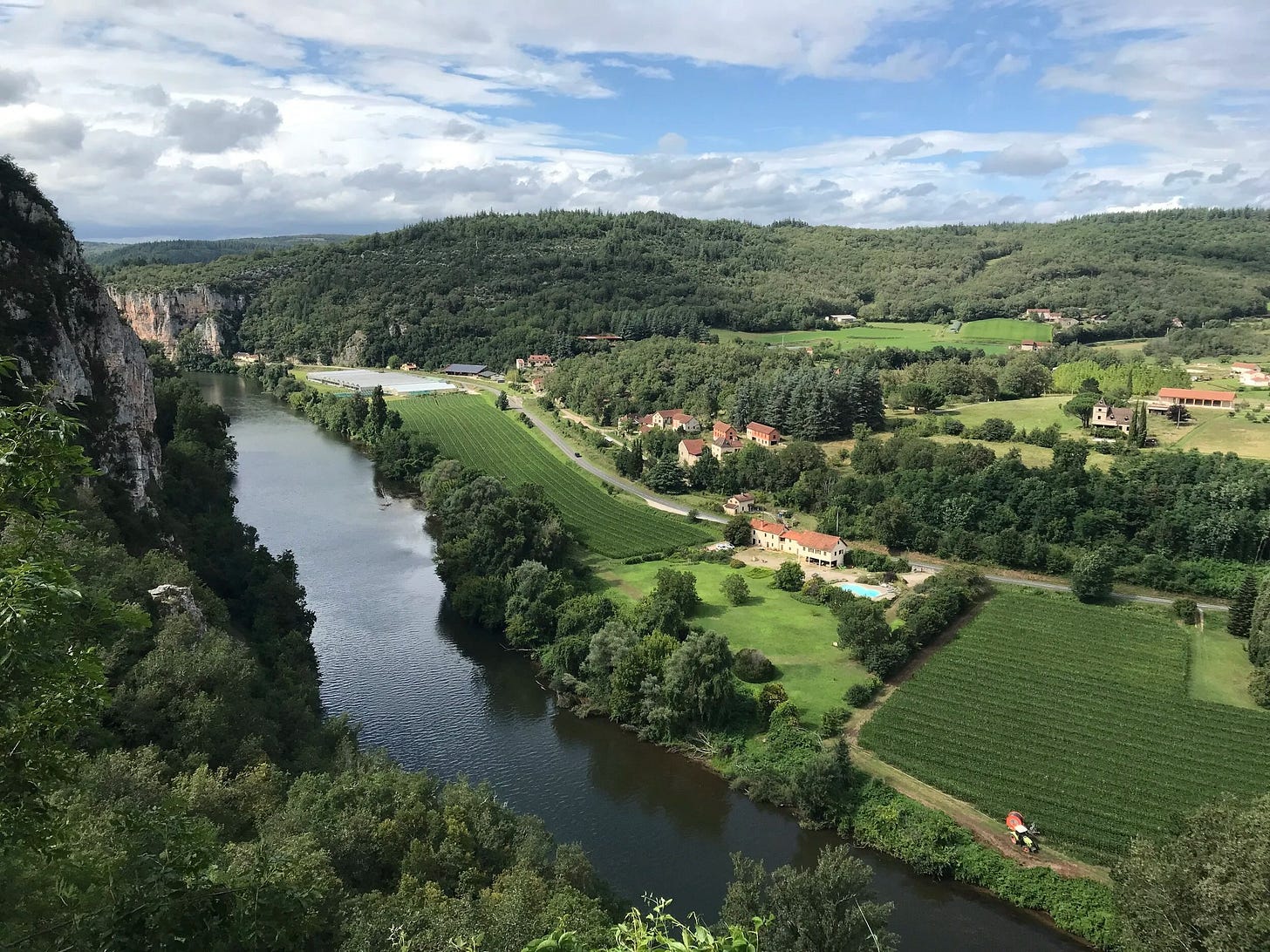 View from Saint Cirq Lapopie on the Lot River and surrounding landscapes View from Saint Cirq Lapopie on the Lot River and surrounding landscapes