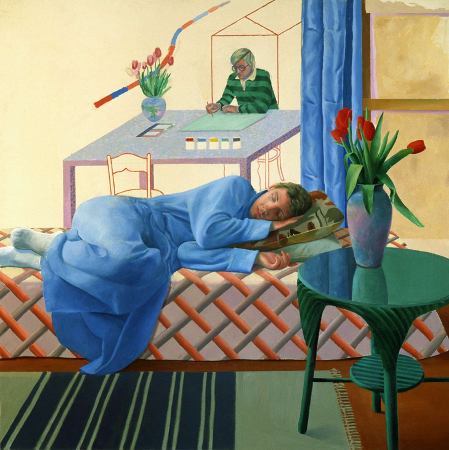 David Hockney's Model With Unfinished Self-Portrait | MyArtBroker | Article David Hockney's Model With Unfinished Self-Portrait | MyArtBroker | Article