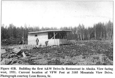 Building Anchorage, Alaska's first A&W Drive-In, located in Mountain View.