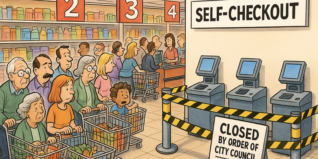 Unions’ Assault on Grocery Store Self-Checkout In Long Beach: Inflating Costs to Shield Jobs from Innovation