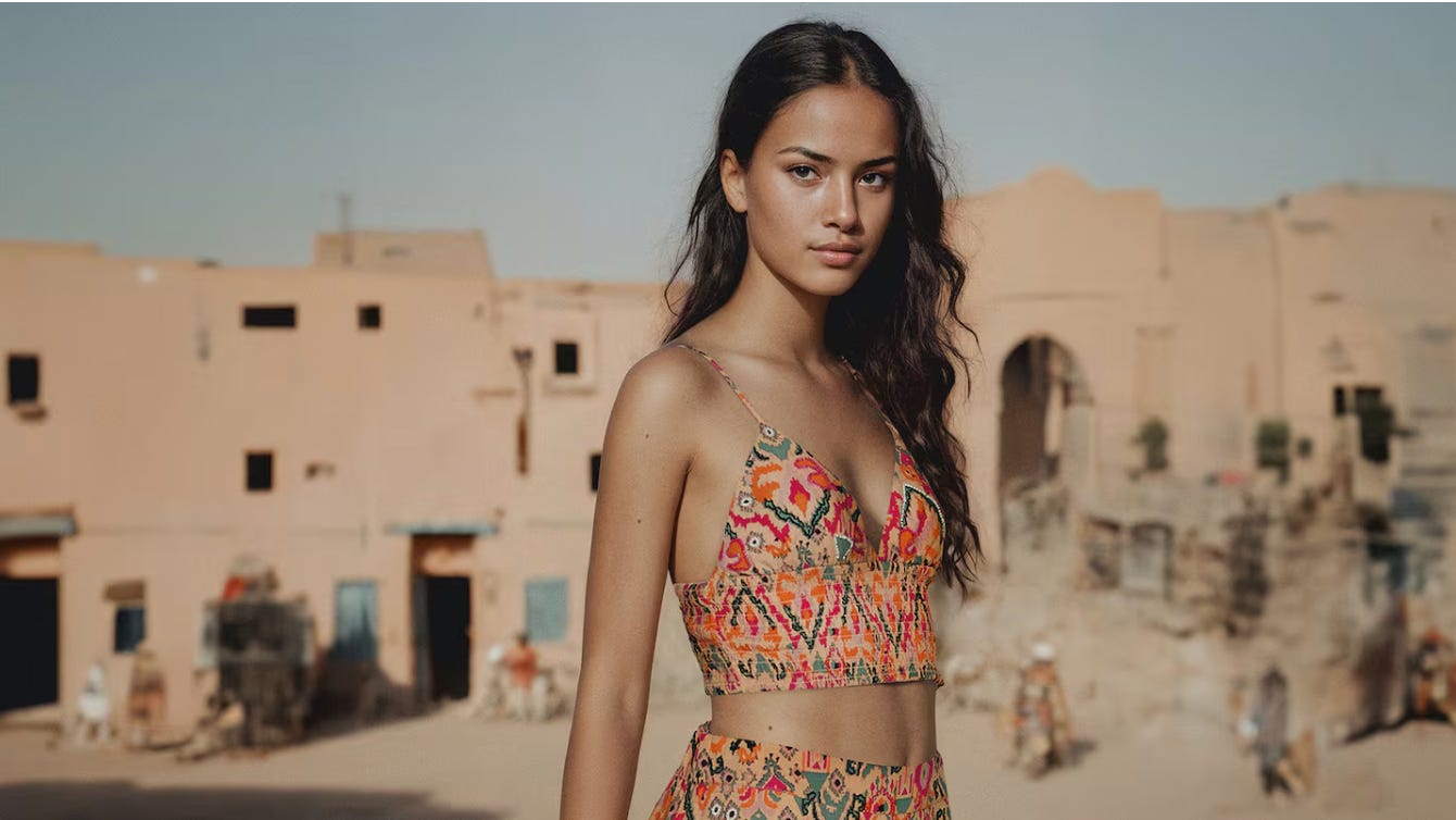 An AI-generated image depicting Mango’s Sunset Dream collection of its youth line (Mango)