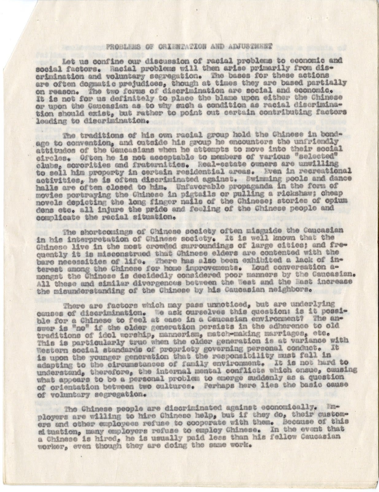 Figure 4: Paper about Chinese Youth in Oakland, no date. Likely 1950s. Significantly, Rev. Frank Mar–a very important but little-known figure in the resistance to urban renewal in Oakland in the 60s-80s–is listed as a contributor in the section on social problems. Box 1:39, Edwar Lee papers, 1871-1971 (bulk 1938-1971), AAS ARC 2000/19, Ethnic Studies Library, University of California, Berkeley Figure 4: Paper about Chinese Youth in Oakland, no date. Likely 1950s. Significantly, Rev. Frank Mar–a very important but little-known figure in the resistance to urban renewal in Oakland in the 60s-80s–is listed as a contributor in the section on social problems. Box 1:39, Edwar Lee papers, 1871-1971 (bulk 1938-1971), AAS ARC 2000/19, Ethnic Studies Library, University of California, Berkeley