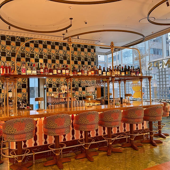 the cafe and the champagne bar at Printemps