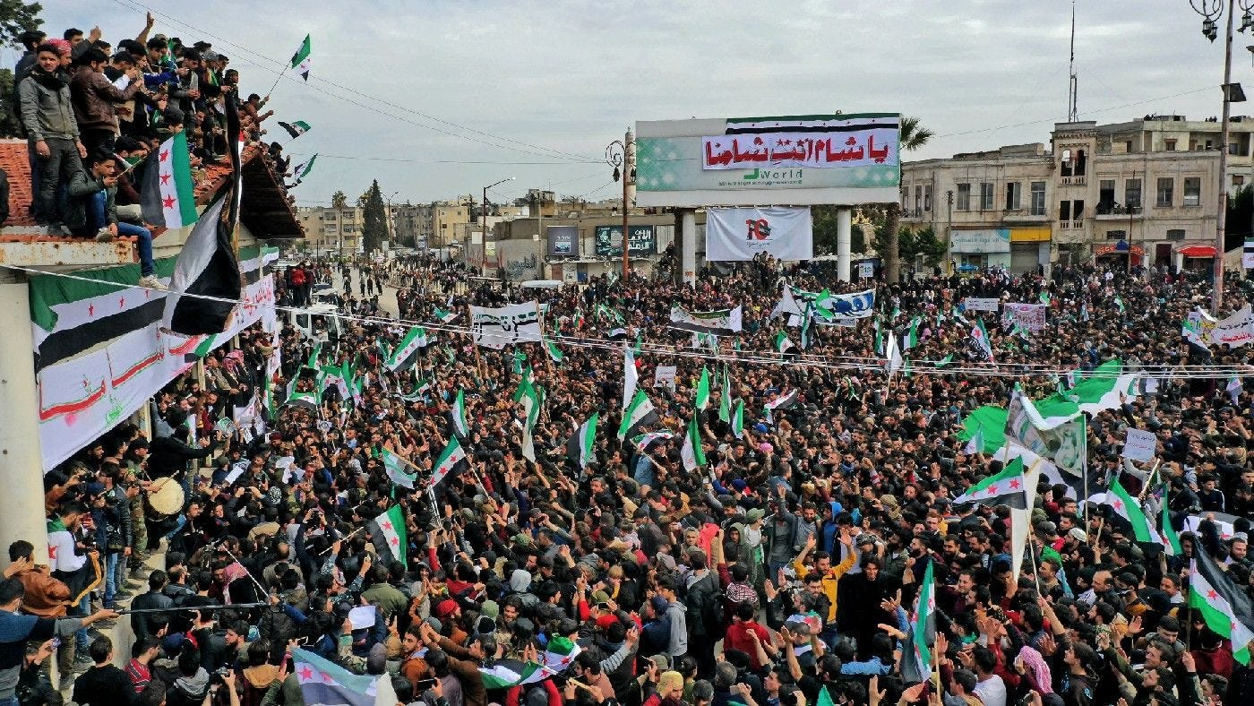 Arab Spring riots in Syria - but according to the polls they must have all been protesting for Assad!