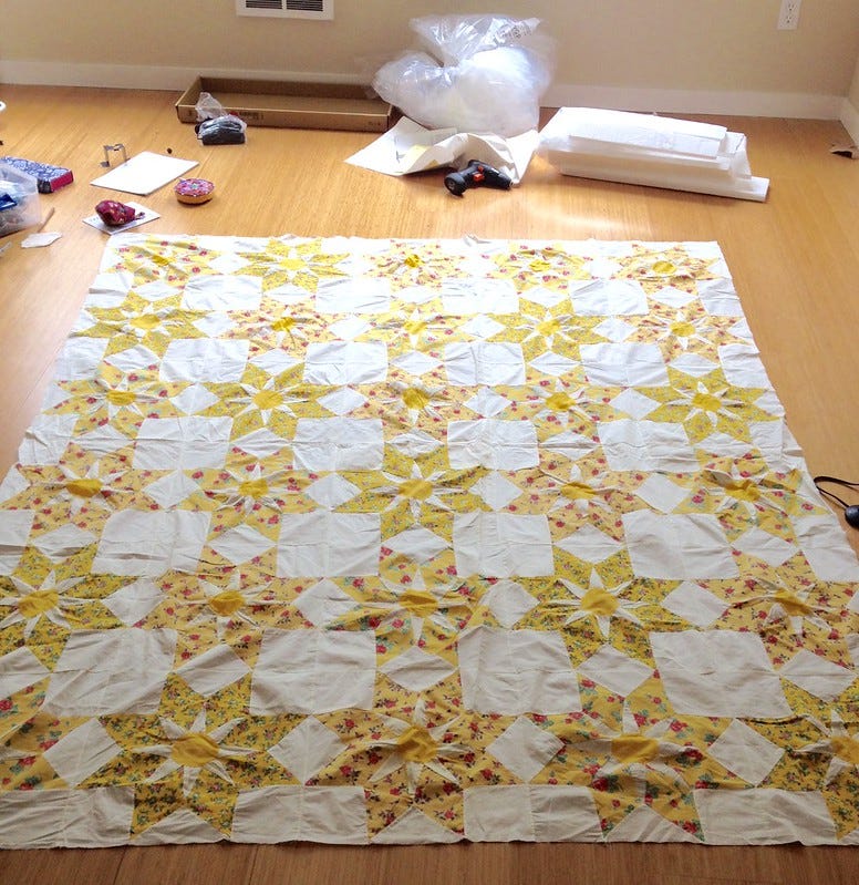 Yellow star patchwork quilt Yellow star patchwork quilt