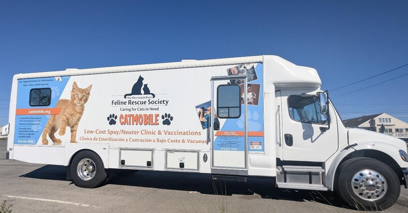 The image depicts a white Ford F150 truck with the Feline Rescue Society logo and information on low-cost spay/neuter services and vaccinations, parked under clear blue skies.
AI-generated content may be incorrect. The image depicts a white Ford F150 truck with the Feline Rescue Society logo and information on low-cost spay/neuter services and vaccinations, parked under clear blue skies.
AI-generated content may be incorrect.